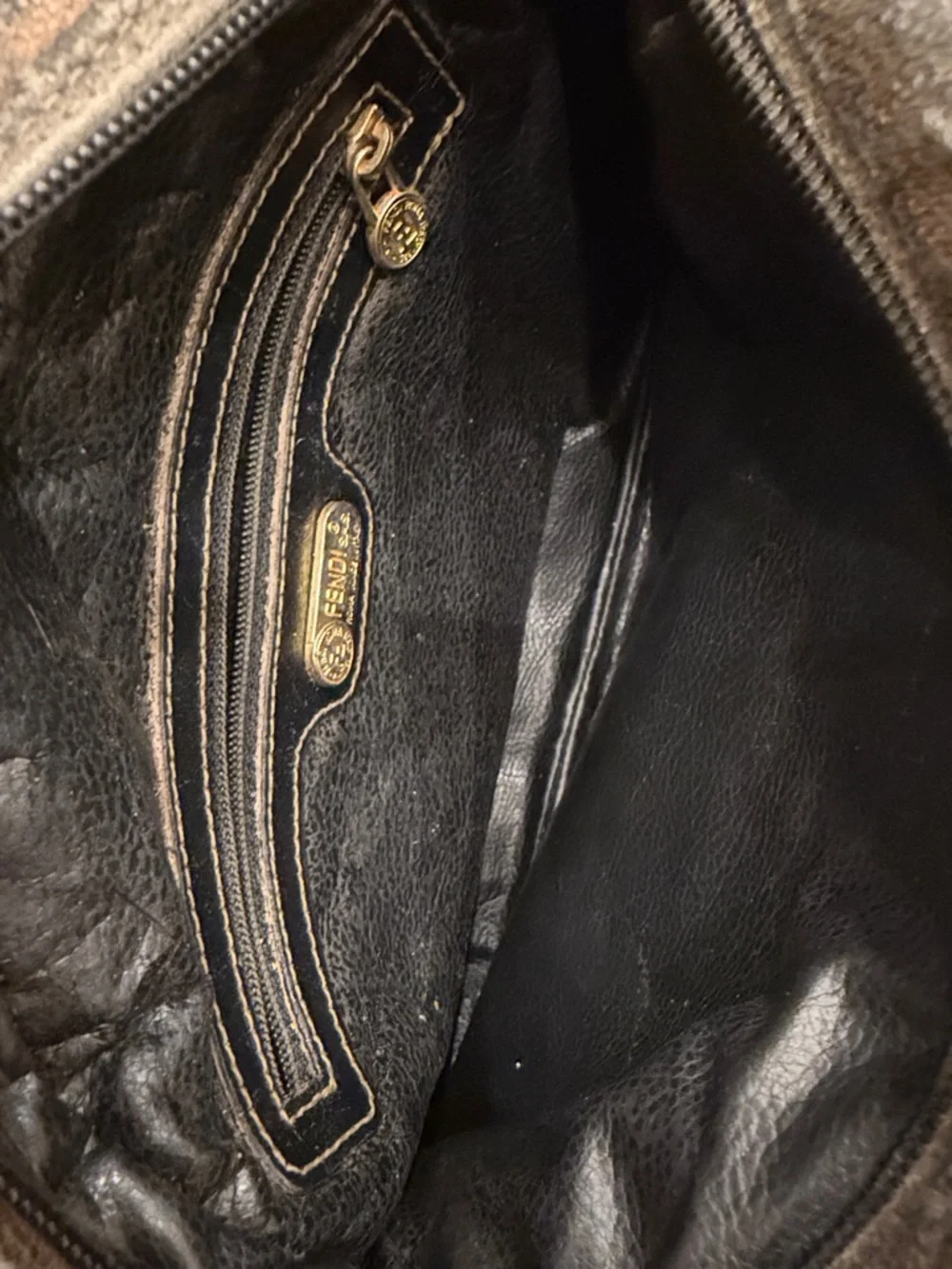 Vintage Fendi Brown and Black Striped Messenger Crossbody - Picture 12 of 14